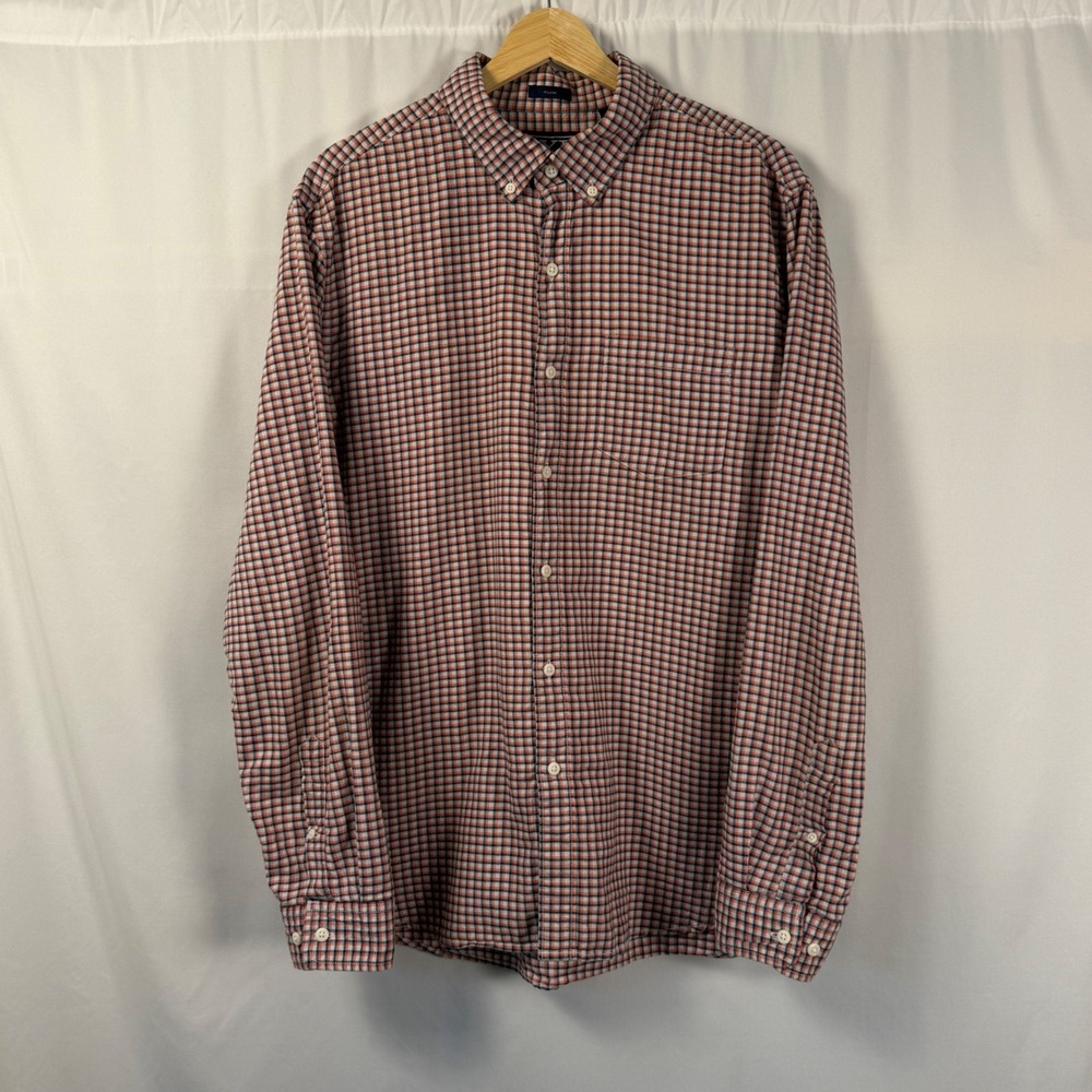 Rye by Hawker Rye Slim Fit Plaid Check Button Down Shirt Mens L‎ Red Blue Cotton